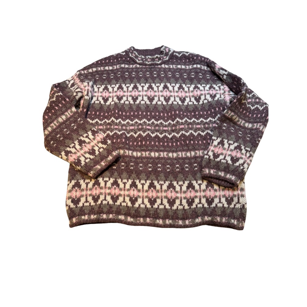 UNITED COLORS OF BENETTON Fair Isle Knit Sweater Geometric Pattern in Italy